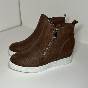Journee collection brown wedge sneakers